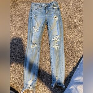 Stylish Blue Distressed Women's Jeans